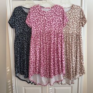 Leopard Print Women's Dresses- Black, Pink, Tan